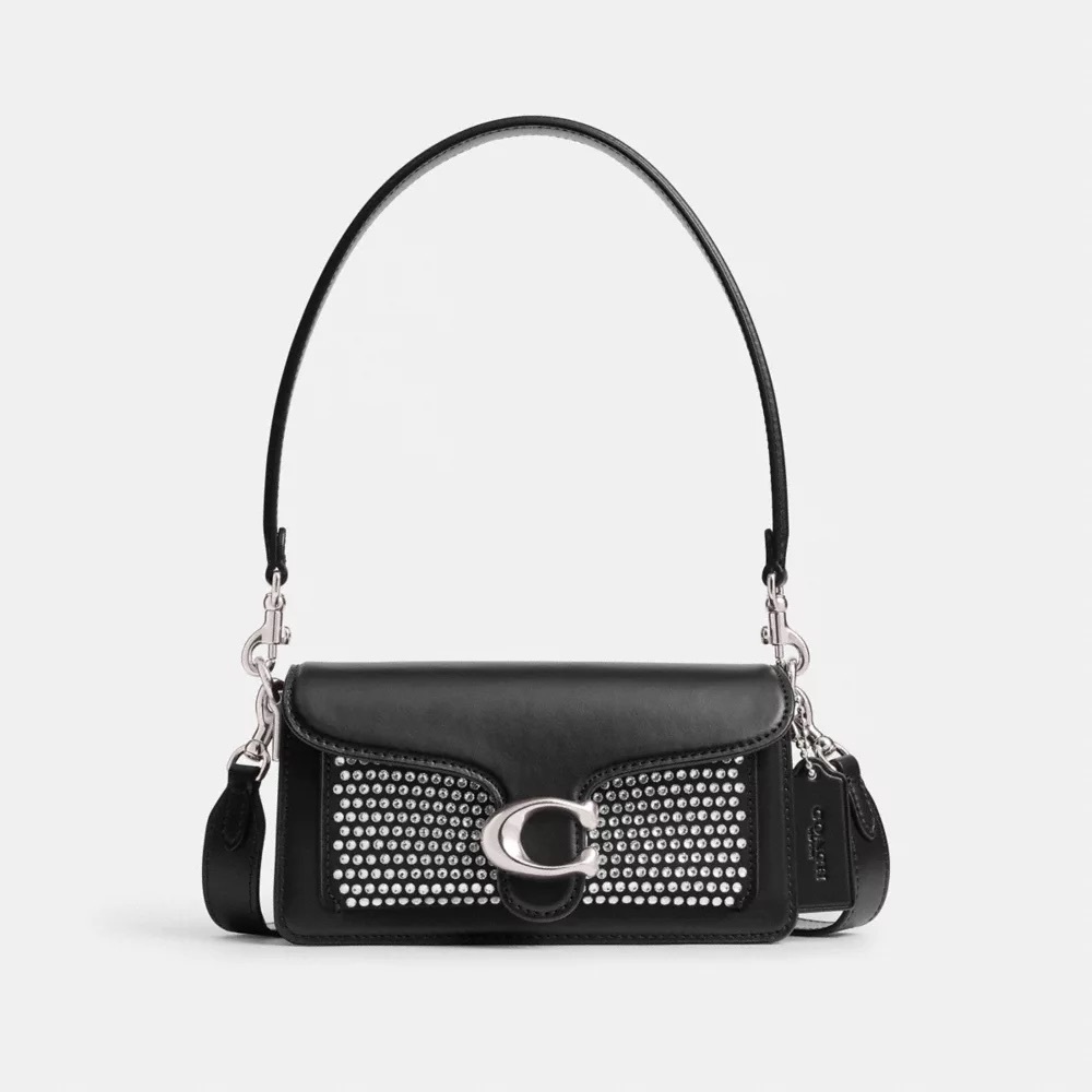 Coach Tabby Shoulder Bag 20 With Crystal In Black Leather NWT